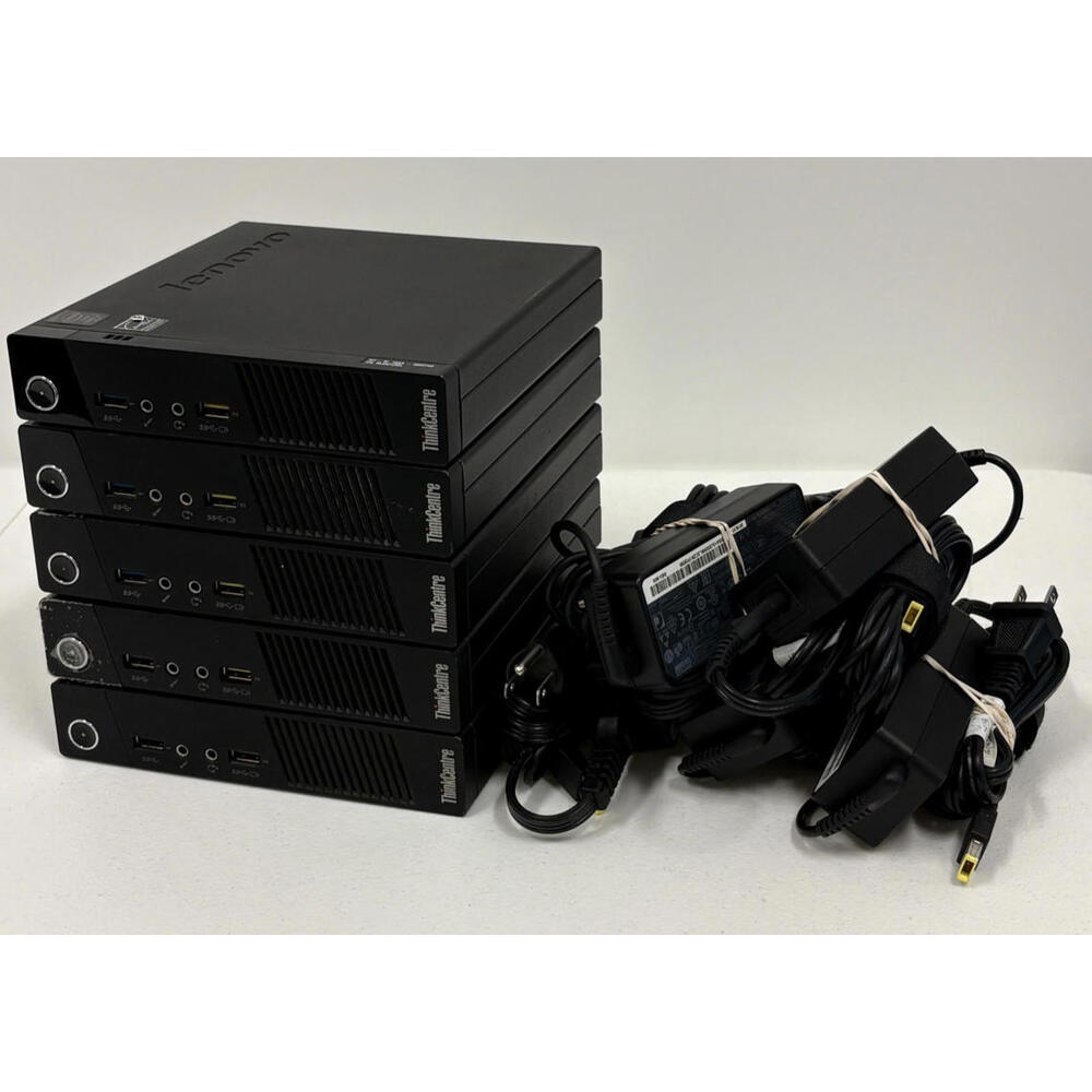 Lot of 5 Lenovo ThinkCentre M93p Tiny PC - i5-4570T, 8GB RAM, W/ AC Adapter